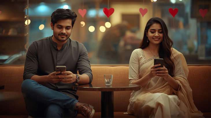 Marathi single man and woman thoughtfully reflecting on marriage decisions during Valentine’s Day